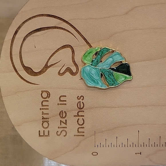 Monstera Statement Earrings - Picture 3 of 8